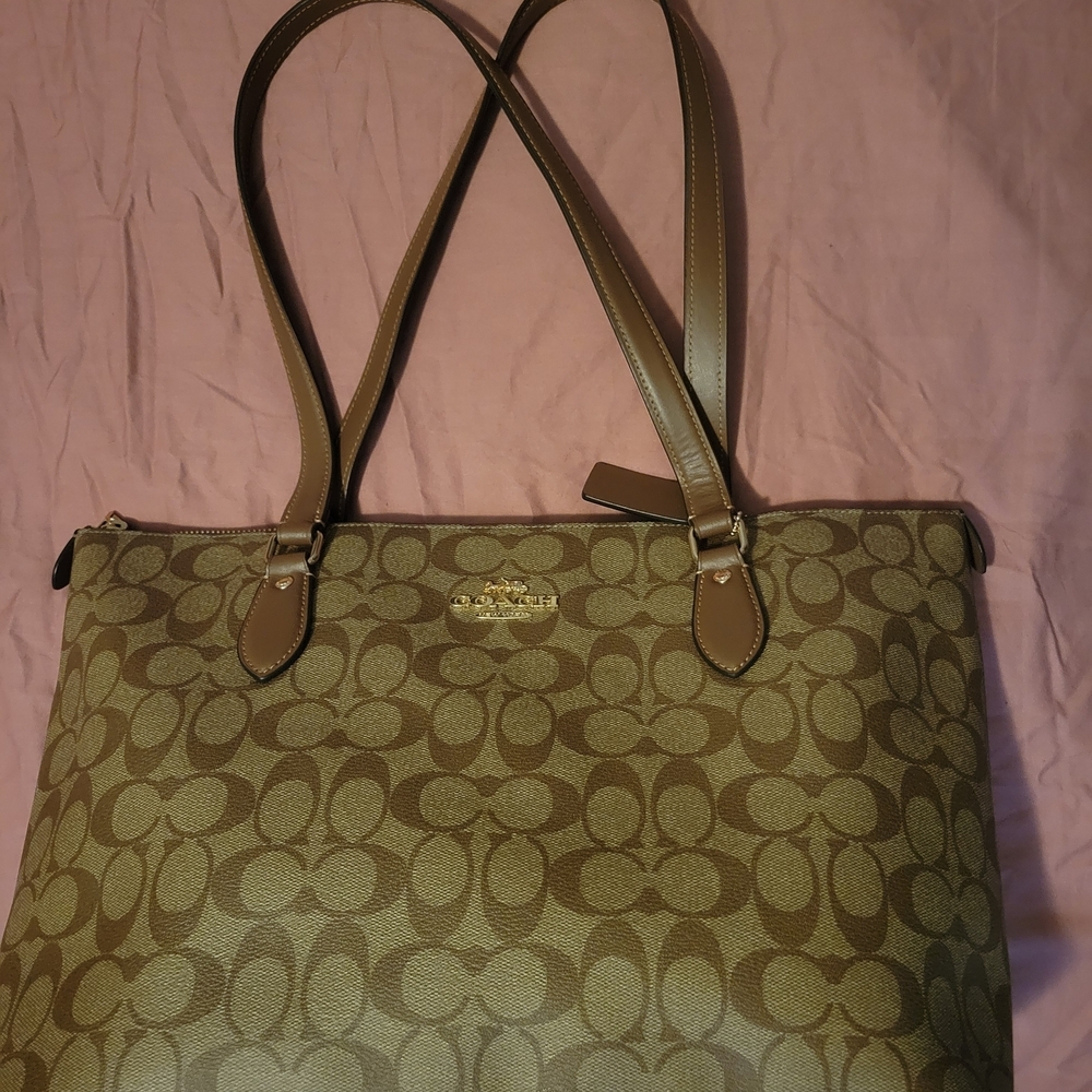 Coach Tan and Brown Signature Tote